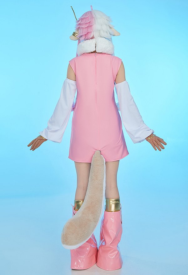 OP Punk-05 Atlas Disfraz de Cosplay Vestido Corto y Bufanda con Guantes y Anillo de Pierna