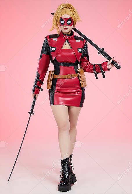 Disfraz de Cosplay Conjunto de traje de carreras sexy derivado de superhéroe vestido y chaqueta con parche en el ojo