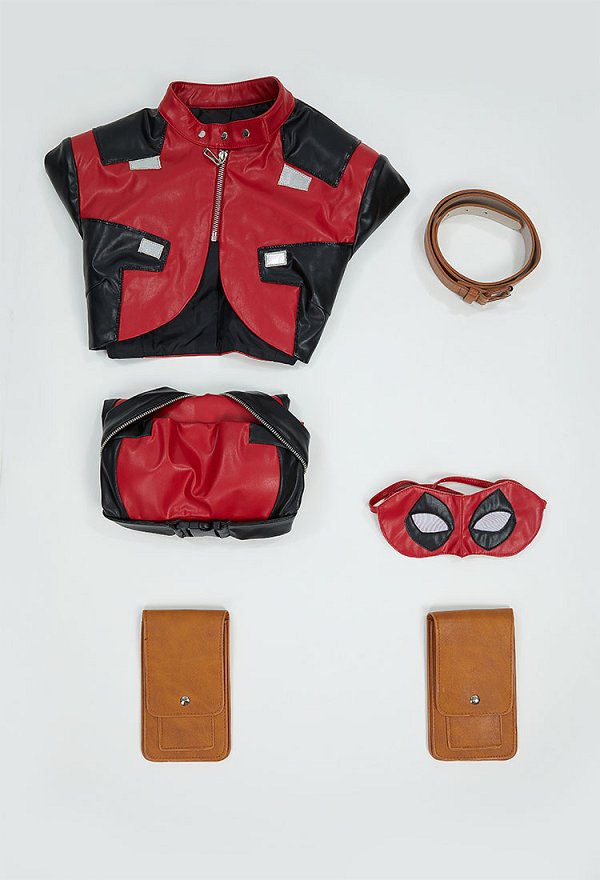 Disfraz de Cosplay Conjunto de traje de carreras sexy derivado de superhéroe vestido y chaqueta con parche en el ojo