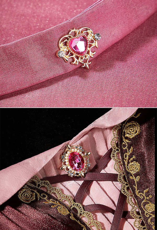 Sleeping Beauty Princess Aurora Vestido de alta calidad con cinturón de volantes y pieza en el cuello