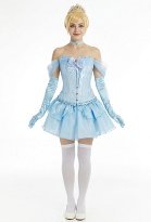 Cinderella Belle Princess Derivative Corset Dress Set Lace-up Corset Top and Layered Skirt with Gloves and Bow Cinderella Belle Princess Derivative Corset Dress Set Lace-up Corset Top and Layered Skirt with Gloves and Bow