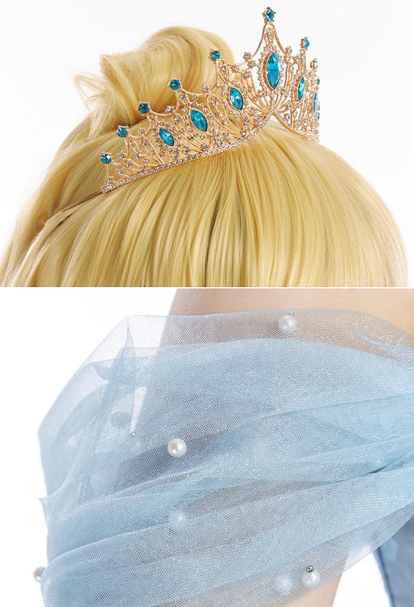 Cinderella Belle Princess Derivative Corset Dress Set Lace-up Corset Top and Layered Skirt with Gloves and Bow