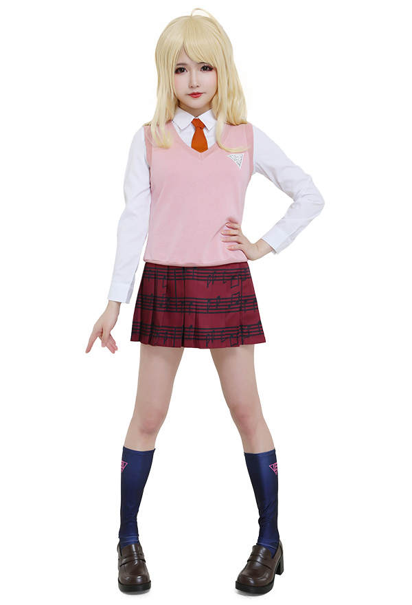 Danganronpa V3: Killing Harmony Akamatsu Kaede Cosplay Traje Uniforme Escolar con Chaleco Suéter
