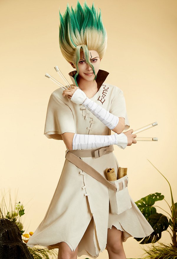 Doctor STONE Senkuu Cosplay Vestido de Traje con Puños Cinturón