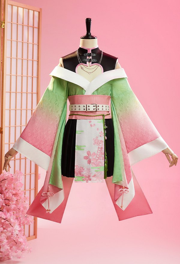 KNY Love Hashira Derivative Klassisches japanisches Kleid und Rock mit Oberteil Taillengürtel