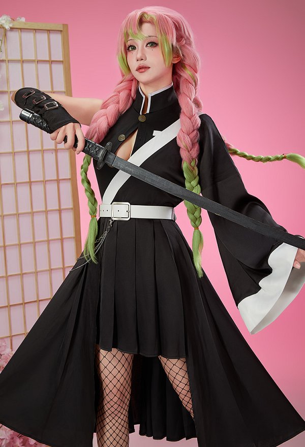 KNY Derivative Team Uniform Outfit Asymmetrical Outwear Skirt and Vest with Belt and Fishnet Stockings