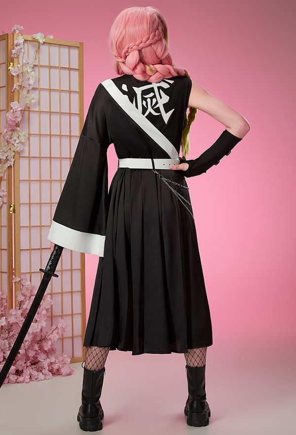 KNY Derivative Team Uniform Outfit Asymmetrical Outwear Skirt and Vest with Belt and Fishnet Stockings