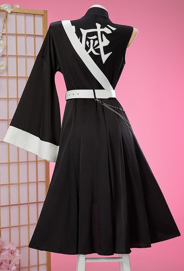 KNY Derivative Team Uniform Outfit Asymmetrical Outwear Skirt and Vest with Belt and Fishnet Stockings