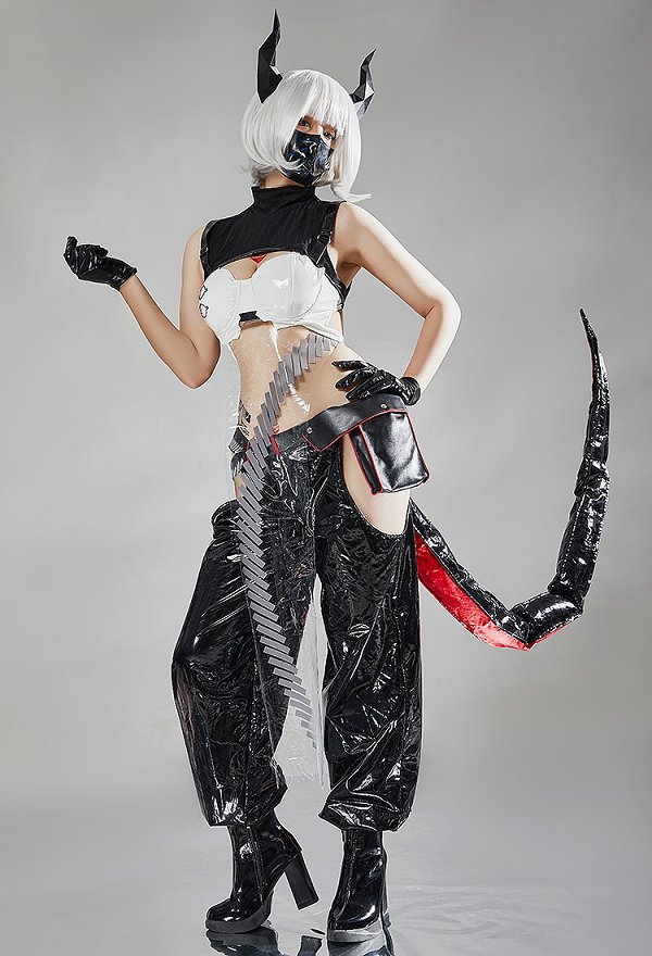 Miccostumes x Mobbunny x Echanis Enicha ThermoALTER Cyberpunk Dragon Girl Costume Lingerie Set Top and Pants with Tail