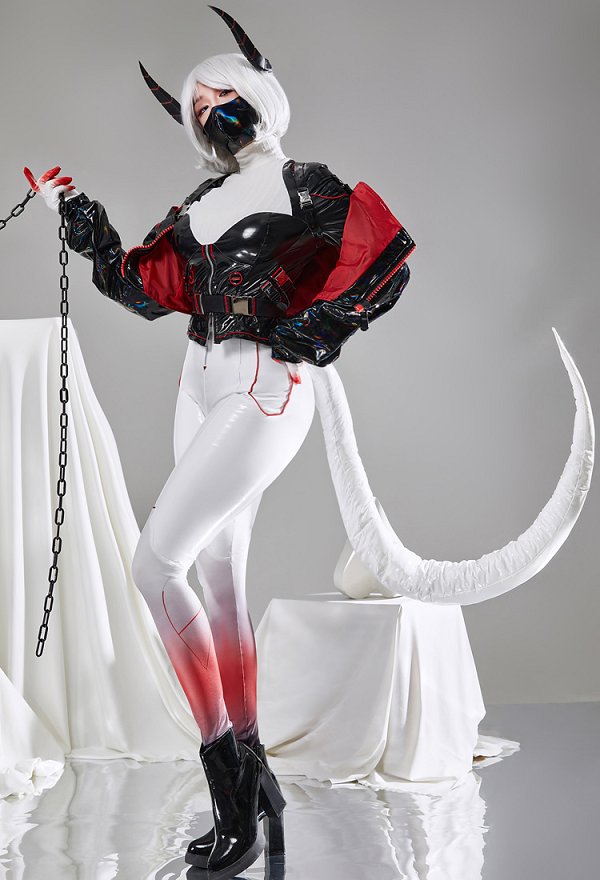 Miccostumes x Mobbunny x Echanis Enicha ThermoALTER Cyberpunk Dragon Girl Costume Lingerie Set Top and Pants with Coat and Tail