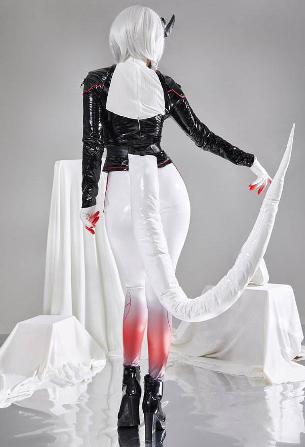 Miccostumes x Mobbunny x Echanis Enicha ThermoALTER Cyberpunk Dragon Girl Costume Lingerie Set Top and Pants with Coat and Tail