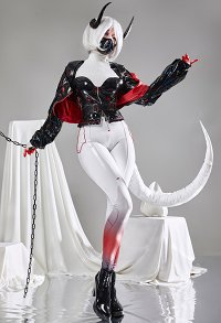 Miccostumes x Mobbunny x Echanis Enicha ThermoALTER Cyberpunk Dragon Girl Costume Lingerie Set Top and Pants with Coat and Tail