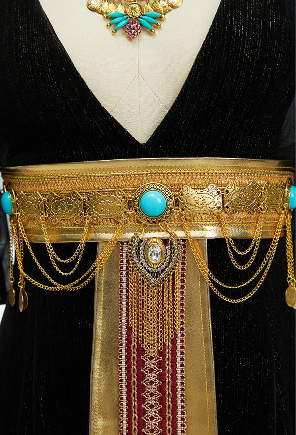 Halloween Cléopâtre Costume Robe de reine égyptienne avec ceinture et diadème