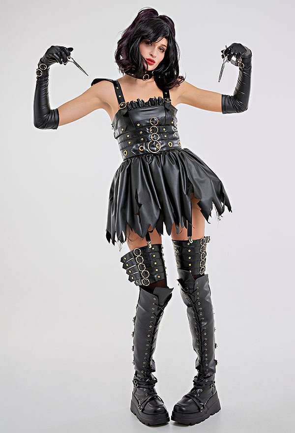 Edward Scissorhands Edward Cosplay Costume Female Horror Gothic Dress for Halloween Edward Scissorhands Edward Cosplay Costume Female Horror Gothic Dress for Halloween