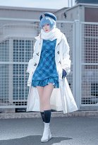 Ayanami Rei Cosplay de invierno Vestido con chaqueta y bufanda