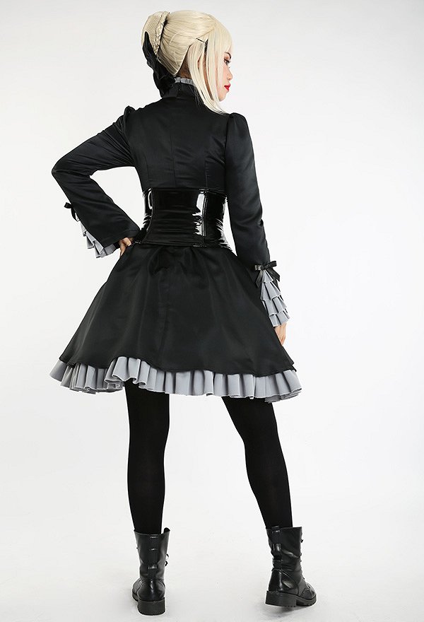 Fate/Hollow Ataraxia Saber Artoria Pendragon Black Dress Ver Gothic Lolita Cosplay Costume