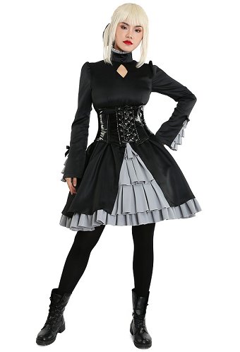 Fate/Hollow Ataraxia Saber Artoria Pendragon Black Dress Ver Gothic Lolita Cosplay Costume