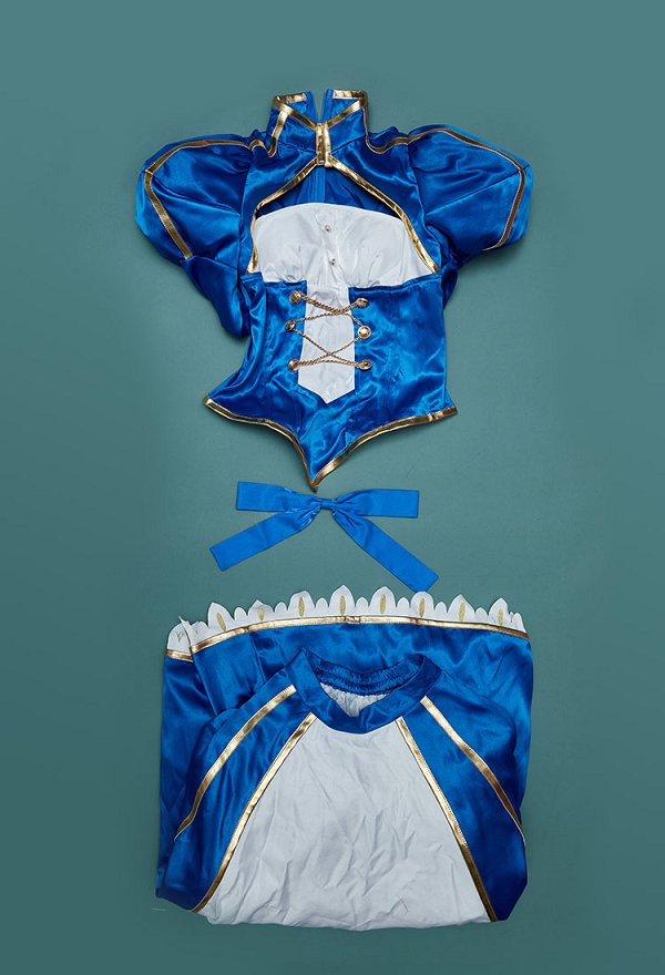 FSN Saber Altria Cosplay Costume Top and Skirt with Hair Clip