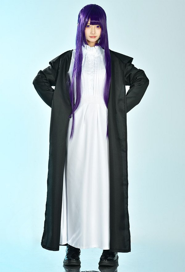 Friren Fern cosplay de helecho: abrigo con capucha y vestido largo para mujer