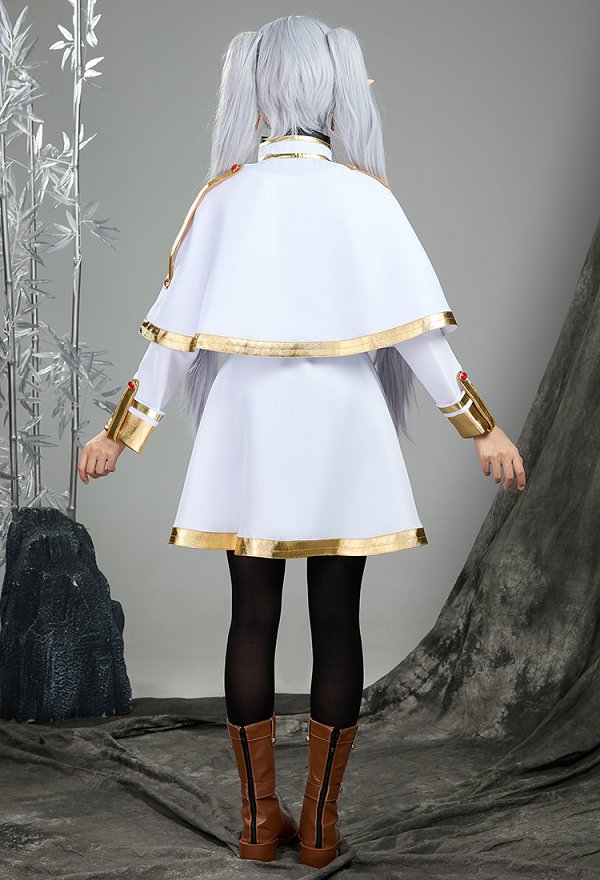 Friren Disfraz de cosplay vestido y capa con cinturón y orejas de elfo Friren Disfraz de cosplay vestido y capa con cinturón y orejas de elfo