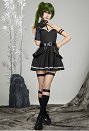 Friren Übel cosplay Vestido halter y brazaletes con anillos en las piernas y calcetines hasta la pantorrilla