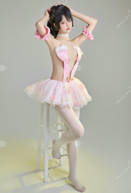 Flamingo Ballet Group Disfraz de cosplay de Niña de Cola de Caballo Vestido TuTu Rosa con Gargantilla de Corona y Pantimedias