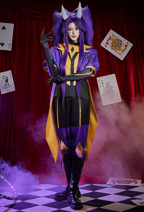 The Freak Circus The Jester Cosplay Costume Purple Clown Costume Lining and Trousers Cape and Mask The Freak Circus The Jester Cosplay Costume Purple Clown Costume Lining and Trousers Cape and Mask