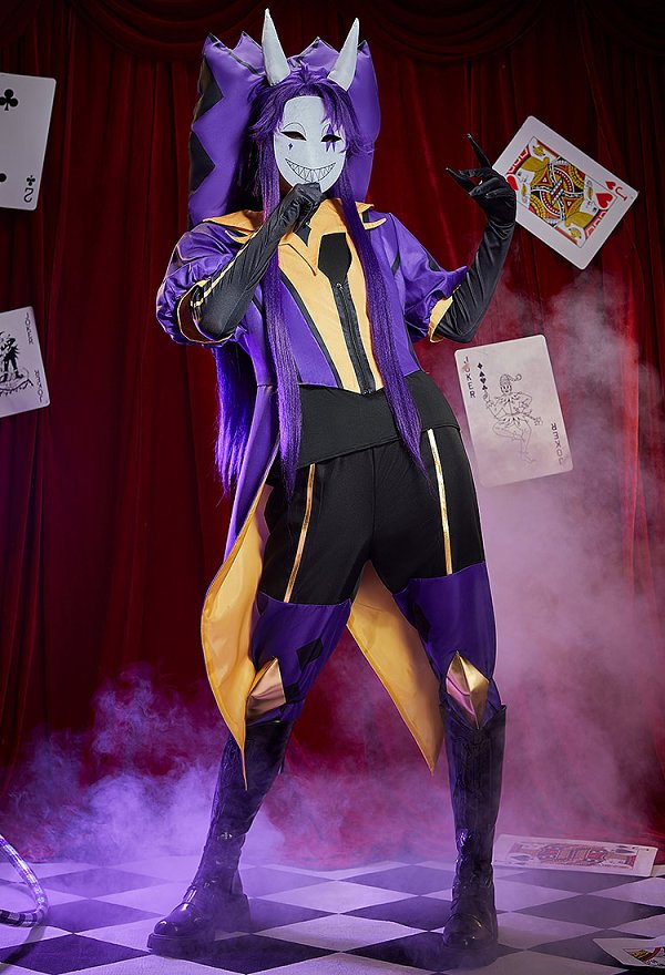 The Freak Circus The Jester Cosplay Costume Purple Clown Costume Lining and Trousers Cape and Mask The Freak Circus The Jester Cosplay Costume Purple Clown Costume Lining and Trousers Cape and Mask