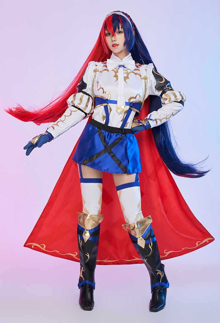 FE Heroine the Dragon Child Cosplay Costume Top et Jupe-Culotte avec Cape et Gants