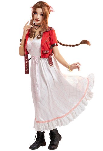 FF Aeris Gainsborough Cosplay Conjunto de disfraz con accesorios