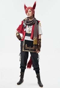 Unisex FF G'raha Tia Cosplay Ohr Schal Hosen Zubehör Handschuhe Top Set Cosplay Kostüm
