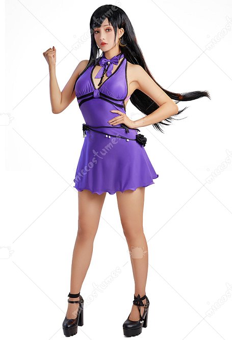 FF7 Ⅶ Tife Lockhart Cosplay Costume Vestido Violado