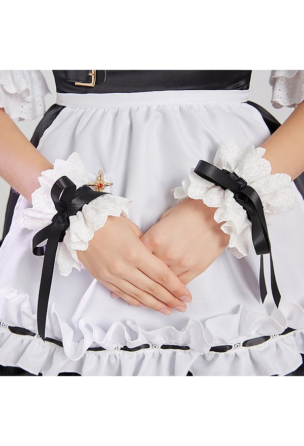 Women FF14 Housemaid's Uniform Cosplay Costume Maid Outfit Dress and Shirt with Apron
