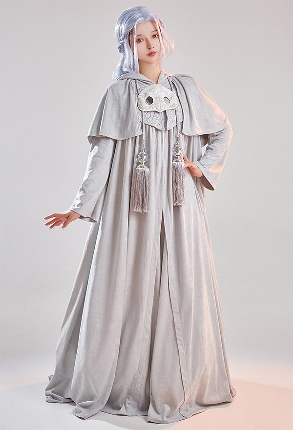 FF XIV Acient Venat Hydaelyn Cosplay Costume Grey Robe