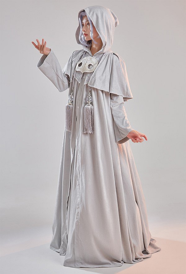 FF XIV Acient Venat Hydaelyn Cosplay Costume Grey Robe