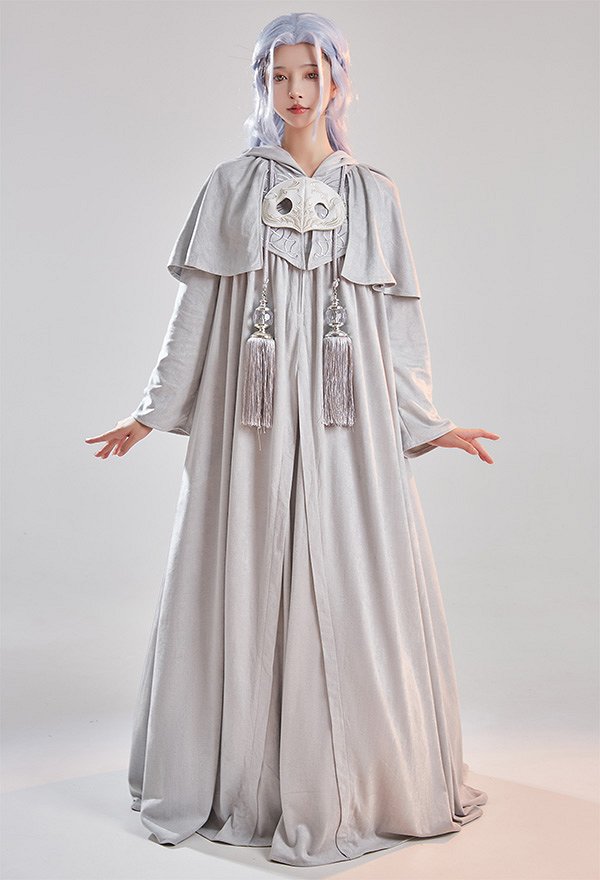 FF XIV Acient Venat Hydaelyn Cosplay Costume Grey Robe
