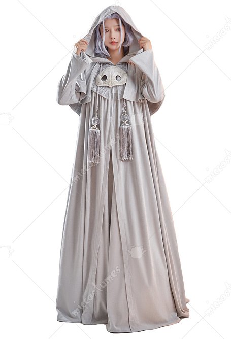 FF XIV Acient Venat Hydaelyn Cosplay Mantel Grau Cosplay Kostüm