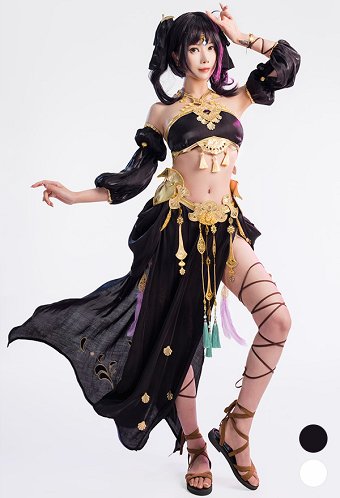 Final Fantasy Thavnairian Bailarina Cosplay Disfraz Conjunto de top y falda con cuello halter