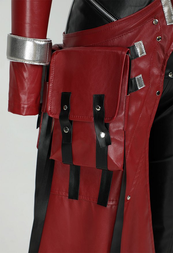 FF Aeris Disfraz de Cosplay Camisa y pantalón rojo y negro combinados con una falda y un chaleco FF Aeris Disfraz de Cosplay Camisa y pantalón rojo y negro combinados con una falda y un chaleco
