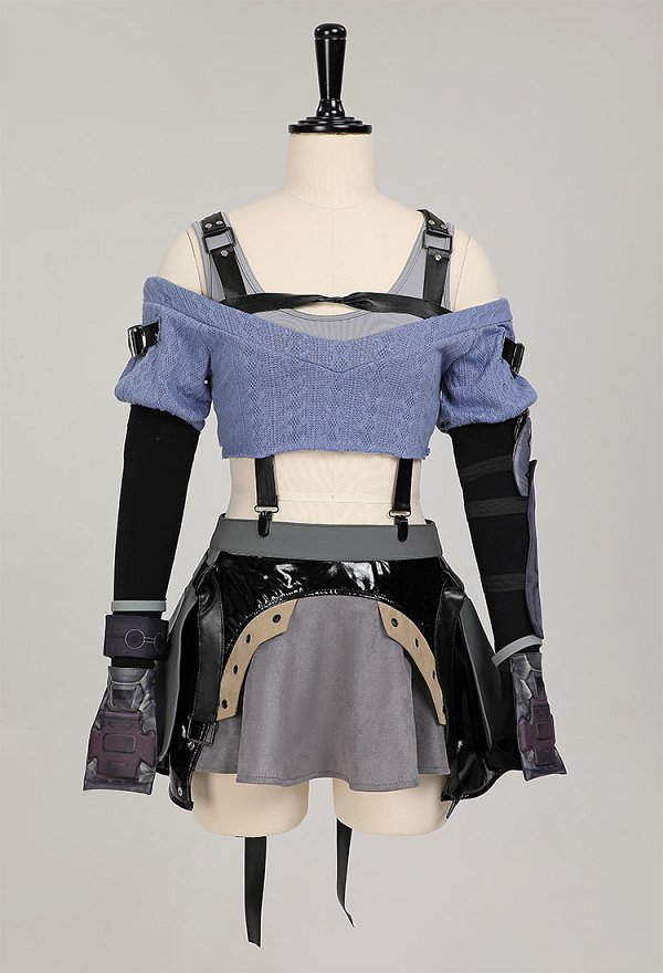 FF Tife Disfraz de Cosplay El Chaleco y la Blusa se Combinan con Una Falda Corta y Mangas de Brazo