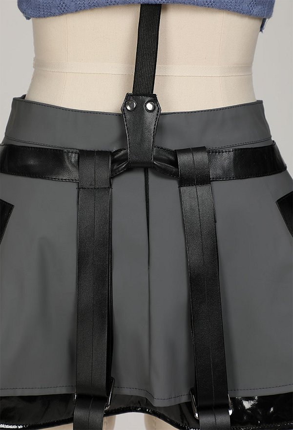 FF Tife Disfraz de Cosplay El Chaleco y la Blusa se Combinan con Una Falda Corta y Mangas de Brazo