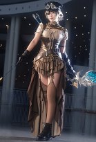 FF Cosplay Costume Top et Jupe Midi avec Chapeau et Bas de Cuisse