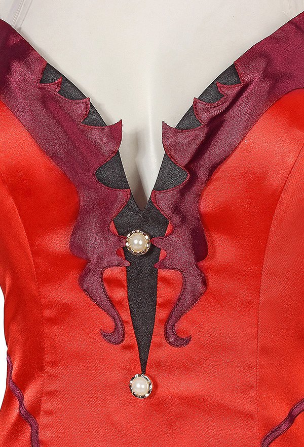 FF Aeris Cosplay Disfraz Vestido Rojo con Collar y Pulsera
