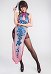 FGO Yu Meiren Cosplay Costume Women's Blue Rose Cheongsam Dress with Pantyhose and Earrings