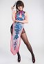 FGO Yu Meiren Cosplay Costume Women's Blue Rose Cheongsam Dress with Pantyhose and Earrings
