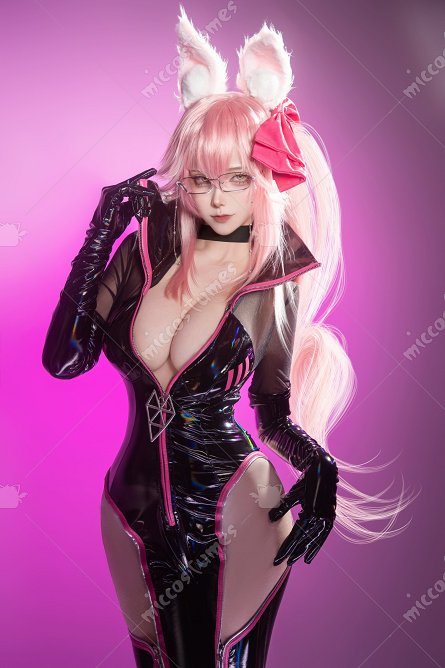 FGO Tamamo-no-Mae Costume Cosplay Combinaison avec queue Gants