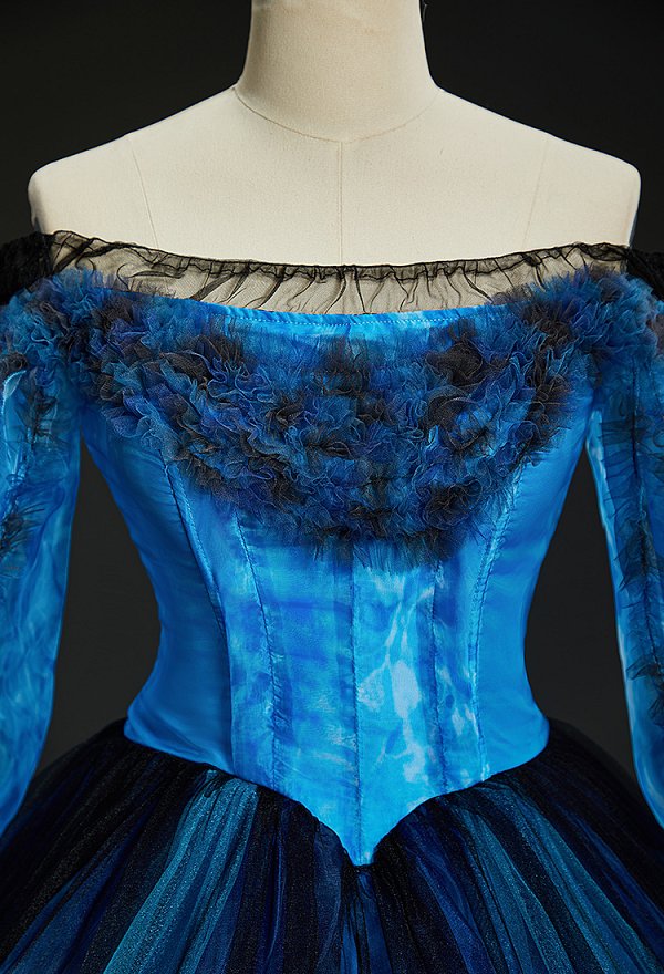 Frankenstein Elizabeth Cosplay Costume Blue Long Dress