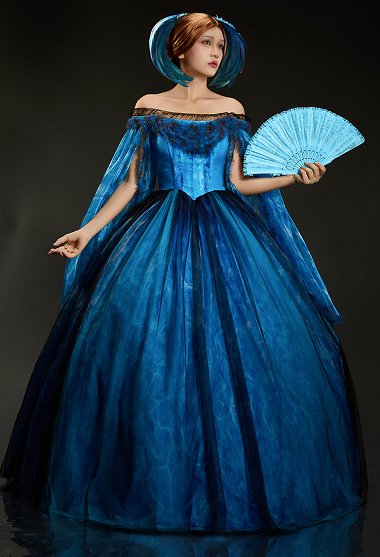 Vestido Largo Azul de Disfraz de Cosplay de Frankenstein Elizabeth