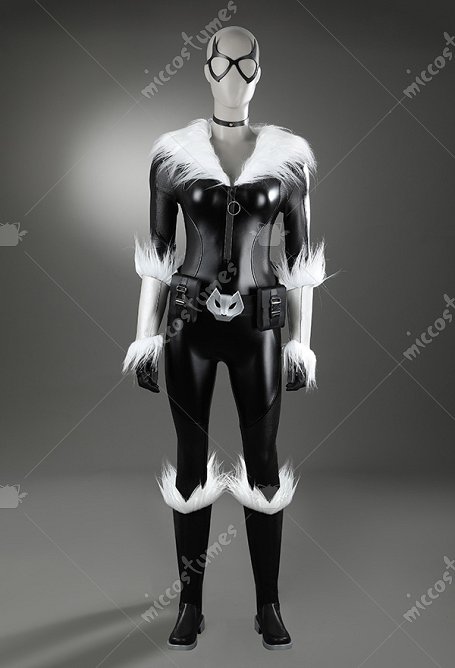 Fortnite Black Cat Cosplay Costume Jumpsuit with Gloves Belt (Combinaison avec gants et ceinture)