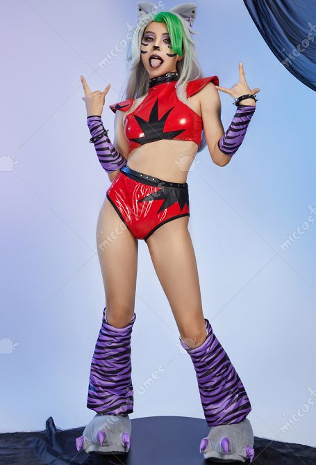 Five Nights at Freddy's Roxanne Wolf Cosplay Costume Top and Shorts with Shoes and Belt